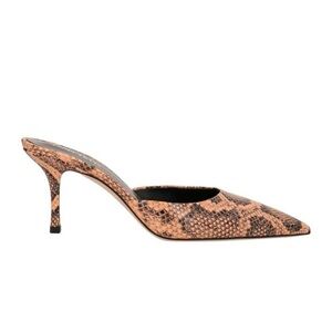 PARIS TEXAS Kitty Pointed Toe
Leather Mule Heels | Python Print | Pale Orange